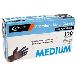GLOVE MEDIUM VINYL CLEAR POWDER FREE 100S (10) # C-GV0005 CAPRI