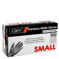 GLOVE BLACK NITRILE POWDER FREE SMALL 100S(10) # C-GN0040 CAPRI