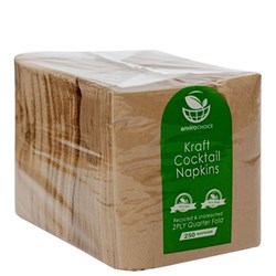 NAPKINS 2PLY COCKTAIL 1/4 FOLD KRAFT 2000S # EC-NC0101 ENVIROCHOICE