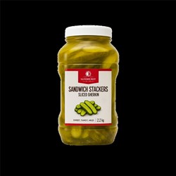 GHERKINS SLICED SANDWICH STACKERS PET 2.2KG(6) # SLGHER2.2 SANDHURST
