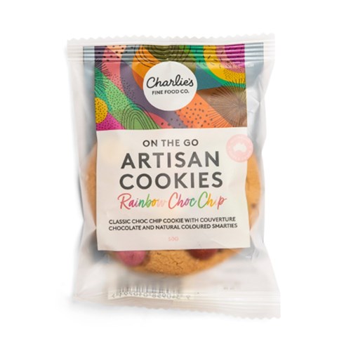COOKIES P/C RAINBOW CHOC CHIP (24 X 50GM) # CF4010 CHARLIES COOKIES