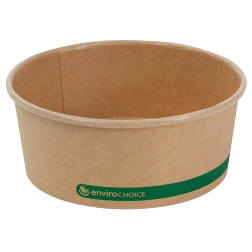 BOWL SALAD 24OZ PAPERBOARD KRAFT PLA LINED 300S # EC-PLC24N  ENVIROCHOICE